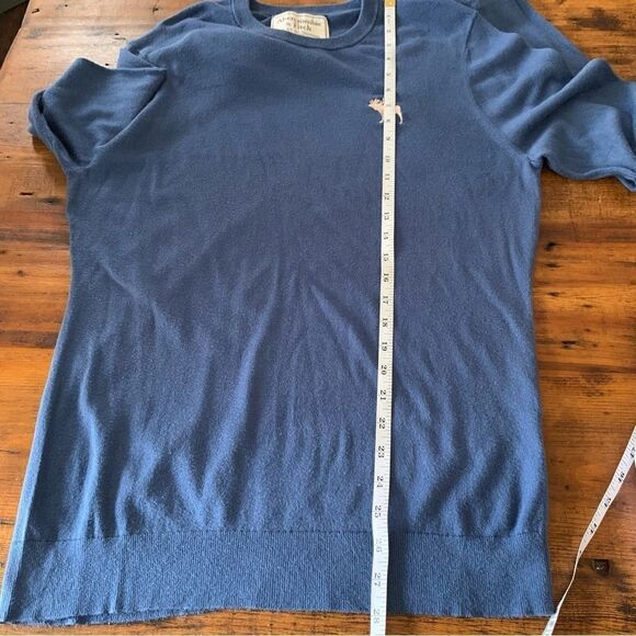 Abercrombie & Fitch Cotton Crew Neck Logo Blue Sweater Sz L - Picture 6 of 7